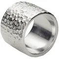 SILBERMOOS Silberring XL Breiter Strukturbandring gehämmert, 925 Sterling Silber silberfarben 66
