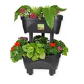 GarPet Blumentopf groß draußen Erdbeertopf Pflanzturm Blumentopf hoch Pflanzsäule Kräutertopf Balkon Pflanzkübel anthrazit Kräuterturm Pflanztopf Outdoor Säulentopf