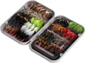 Bassdash Fliegenfischen Set 64er Magnetbox Forelle Barsch Trockenfliegen Nymphen