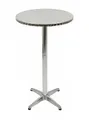Bubble-Store Bistrotisch Bistro Stehtisch (Alu Fußkreuz, Tischplatte aus Edelstahl, Tisch 2 Höhen einstellbar 67 / 115 cm), Tisch klappbar, Tischplatte Ø 60 cm