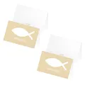 itenga 48 x Tischkarten Platzkarten Namensschild Fisch Kommunion Taufe Konfirmation Jungen Mädchen (Sand)