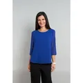 Seidel Moden Chiffonbluse MADE IN GERMANY blau 48 EU