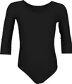 Aquarti Mädchen Body 3/4 Arm Ballett Trikot, Farbe: Schwarz, Größe: 152