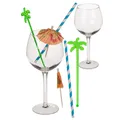 Cocktail Set 10tlg. Cocktailgläser Papierschirmchen Trinkhalm Untersetzer Rührer