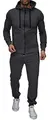 Reslad Trainingsanzug Herren Jogginganzug für Männer Sportanzug Freizeitanzug Jogginghose + Zip Sweatshirt Oberteil RS-5063 Anthrazit-Grau 2XL