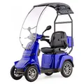 VELECO GRAVIS - 4-Rad-Mobilitätsroller mit Dach - komplett montiert und einsatzbereit - sicher und stabil - volle LED-Beleuchtung - geräumiger Stauraum & Getränkehalter (Blau)