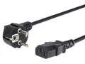 PremiumCord kpsp3 Netzkabel 230V 3m, Stromkabel mit Schutzkontakt gewinkelt auf Kaltgerätebuchse C13, IEC 320, PC Netzkabel 3 Polig, Farbe schwarz