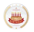 Niederegger | Geschenkdose "Happy Birthday" | 1x 185 g | Marzipan Torte, umhüllt von Zartbitter-Schokolade | Geburtstagsgeschenk