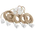 Hoopzi - Pendelleuchte 5 Flamming - 3,5m Textilkabel Seil und Weiß - 5 X E27 Fassung - Vintage, Industrial Für Esstisch, Wohnzimmer, Esszimmer, Zimmer, Schlafzimmer, Küche