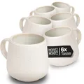 Moritz & Moritz SOLID UNI Tassenset 6 Personen Creme - Modernes Steinzeug Tassen Set - Mikrowellen- & Spülmaschinenfest - Tassen mit Henkel für Kaffee, Tee, heiße Schokolade, Cappuccino