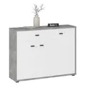 IDIMEX Kommode Vika Betonoptik/weiß - schmale Flurkommode mit Schublade und 3 Türen, ideal für schmale Räume Kommode mit Stauraum Schwarze Griffe