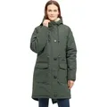 DERBE HAMBURG W-01-XX-FRIESE FESTHOLM Damen gefütterter Wintermantel, Größe:40, Farbe:Deep Forest/Off White - 40