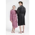 OTTO home Unisex-Bademantel Lillou Kimono, ideal für Sauna & Spa, Hotelbademantel, Morgenmantel, Midilänge, Microfaser, Kimono-Kragen, Gürtel, kuschelig weicher Fleece, plüsch, für Damen und Herren, XS-3XL lila XS | 110 cm