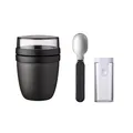 Mepal | Klapplöffel Set mit Lunchpot Mini | für Joghurt & Müsli | Nordic Black