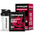 NEOSUPPS REAPER WHEY BOX, Protein Shake Challenge mit Carolina Reaper Whey 1.000.000 SCOVILLE, 20g Eiweiß, extrem scharfes Eiweiß Pulver Set mit Shaker, Shots und Challenge Inhalt für Training