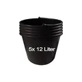 Hossi's Wholesale 5X Baueimer 12l aus Kunststoff, stabile Maurerkübel, Mörtelkübel für Baustelle und Garten
