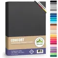 leevitex® Spannbettlaken Topperbezug Premium 170, Gummizug: Rundum-Gummizug, schwer und blickdicht, 100% Baumwolle, für Topper grau 140 - 160 cm x 200 - 220 cm