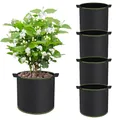 CHIHOLEN 4 Stück 4L Pflanzsack,Vliesstoff Pflanztasche mit Griffe für Kartoffeln, Tomaten und Erdbeeren, für Balkon Terrasse Gewächshaus & Garten - 1 Gallonen