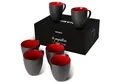 MiaMio Tasse MIAMIO - 6 x 350 ml Kaffeetassen Set Außen Schwarz Innen Farbig