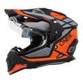 O'NEAL | Motorradhelm | Enduro Motorrad | Ventilationsöffnungen für maximalen Luftstrom & Kühlung, integrierte Sonnenblende | Sierra Helmet R V.24 | Erwachsene | Schwarz Orange Grau | Größe M