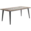 Dehner Gartentisch Lissabon, bis zu 6 Sitzplätze, 178.5 x 74 x 88.5 cm, Aluminium pulverbeschichtet / Keramik, dunkelgrau / bunt - Bunt