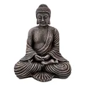 gartendekoparadies.de Buddha Statue in antiker Farbgebung, Steinfigur, H. 42 cm, 19 kg, Mehrfarbig, frostsicher aus Steinguss für Außenbereich