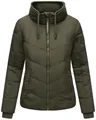 Navahoo Damen Winterjackel warme Steppjacke mit hohem Kragen und auffälligen Kordeln Liebesfee 14 Dark Olive Gr. XL