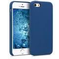 kwmobile Hülle kompatibel mit Apple iPhone SE (1.Gen 2016) / iPhone 5 / iPhone 5S Hülle - Silikon Handy Case - Handyhülle weiche Oberfläche - kabelloses Laden - Marineblau