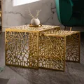 Handgearbeiteter Couchtisch ABSTRACT 50cm 2er Set gold im Gap Design