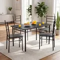 CASARIA® Esstisch mit 4 Stühlen Holz 5-tlg Set Metall 110x70cm Industrial Modern Esszimmer Küche Stühle Tisch Möbel Essgruppe Sitzgruppe Leo A... - Grau