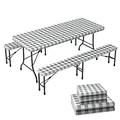 VOUNOT Outdoor Tischdecken 3er Set, Elastische Rechteckige Gartentischdecke, Geeignet für Garten, Balkon und Camping, Abwaschbar Abwischbar Wetterfest, 183cm