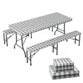 Tischdecken 3er Set Rechteckig 183cm Elastisch Wetterfest VOUNOT Outdoor