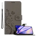 Cadorabo Hülle kompatibel mit Apple iPhone 13 Blumen Design aus Premium Kunst Leder Flip Klappbare Stoßfeste Magnetische [Standfunktion] [Kartenfächern] Cover Hülle für iPhone 13 Tasche in Grau