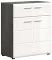 xonox.home Garderobe Salsa Schuhkommode Kommode Schrank Front weiß Hochglanz MDF TZ Korpus rauchsilber Nb.ca.80x90x37 cm