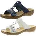 Rieker 628M6-14 Schuhe Damen Pantoletten Sandalen, Größe:42 EU, Farbe:Blau - Blau - 42