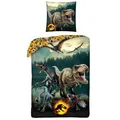 Jurassic World Bettwäsche, deutsche Größe 80x80 + 135x200 cm - Dino, Dinosaurier