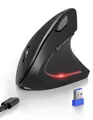 TECKNET Ergonomische Bluetooth Maus, Jiggler Wiederaufladbar Kabellose Maus (BT 5.0/3.0 + 2.4G), 6 Einstellstufen bis 4800 DPI, Optische Leise Vertikale funkmaus für Windows, MacOS, Android, iPadOS