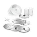 Bosch VeggieLove-Set MUZ5VL1, Durchlaufschnitzler mit 5 Scheiben (Schneid-Wende-Scheibe, Raspel-Wendescheibe, Reibescheibe mittelfein, Asia und Rösti), Zubehör für Küchenmaschine Serie 4, Serie 2