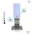 SET: Desinfektionsspender SENSOR, berührungslos Blanc Cosmos versch. Farben+Edelstahlhalterung mit Auffangschale