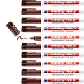 edding 400 Permanentmarker - braun - 10 Stifte - feine Rundspitze 1 mm - wasserfest, schnell-trocknend - wischfest - für Karton, Kunststoff, Holz, Metall, Glas