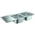 Grohe Einbau-Doppelspüle K400 mit Abtropffläche 1160 x 500 mm edelstahl - Silber