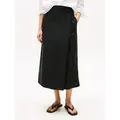 Tommy Hilfiger Wickelrock ESS LINEN KNEE WRAP SKIRT mit Leinen schwarz 36