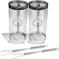 AVOID – BBQ Grillkorb – 2er Set – Grillzubehör – Grillwerkzeuge – BBQ Grillzylinder – Hochwertig – Einfache Handhabung – Mit Haken... - Transparent