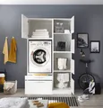 Waschmaschinenschrank Trockner Schrank Wäscheschrank 117 cm Weiß Clara Respekta