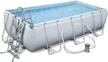 Bestway Power Steel Frame Pool Komplett-Set eckig 404x201x100cm Garten Frame