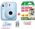 Fujifilm Instax Mini 12 pastel blue inkl. 2x einen Doppelpack = 4x 10 Bilder