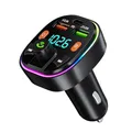 GlasFlength FM Transmitter Auto Bluetooth, Auto Radio Adapter Autoladegerät mit Freisprecheinrichtung PD 20W & Typ-C QC 3.0 Bass & Hi-Fi Stereo Schnellladung mit Blauem Umgebungslicht