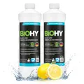 BiOHY Glas- und Oberflächenreiniger (2 x 1 liter) | Glasreiniger Konzentrat für streifenfreien Glanz | ergiebiger Glas & Kunststoffreiniger | Fettlöser & Kalkreiniger | ideal für Fenster & Küche