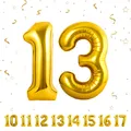 Geburtstag zahlen luftballon 13 jahre | Folienballon Gold Folienballon in 40"...