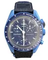Swatch Armbanduhr Moonswatch Omega x Mission to Neptune Straußleder, blau, Armband